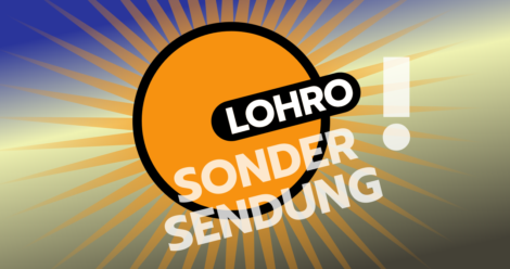 LOHRO Logo mit illustiertem Stern herum und Ausrufezeichen