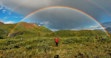 Full featured double rainbow in Wrangell-St. Elias National Park, Alaska