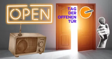 offenen Tür mit Radio und Schriftzug LOHRO